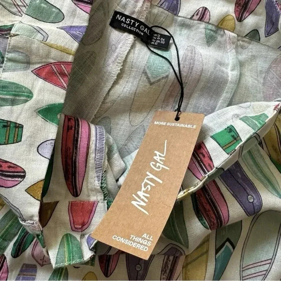 Nasty Gal Surf Board Print Wide Leg Trouser Pants Size 2 NWT - Picture 5 of 9
